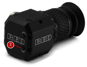 A black flashlight with a red and white text

Description automatically generated